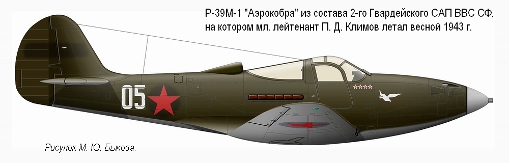 P-39M-1 мл. лейтенанта П. Д. Климова. 2-й ГСАП СФ, весна 1943 г.