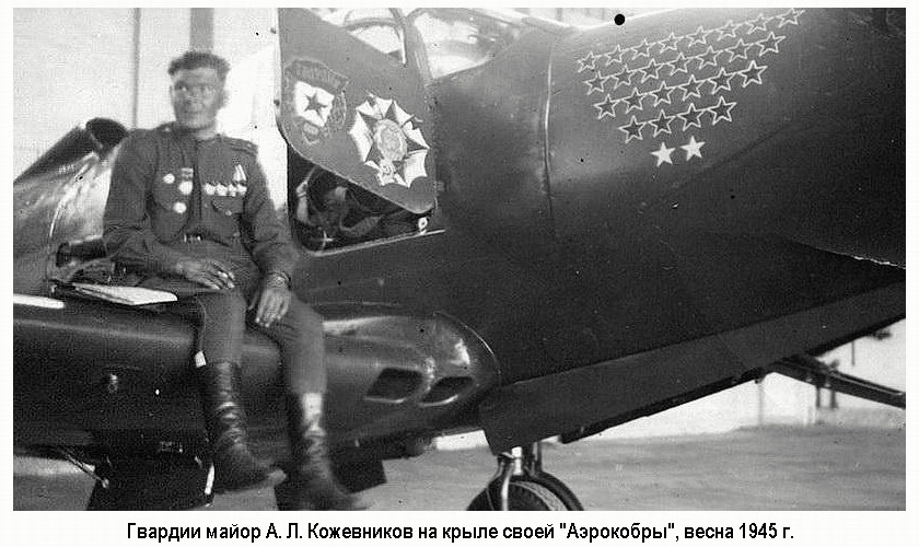 Гвардии майор А. Л. Кожевников на крыле своей 
