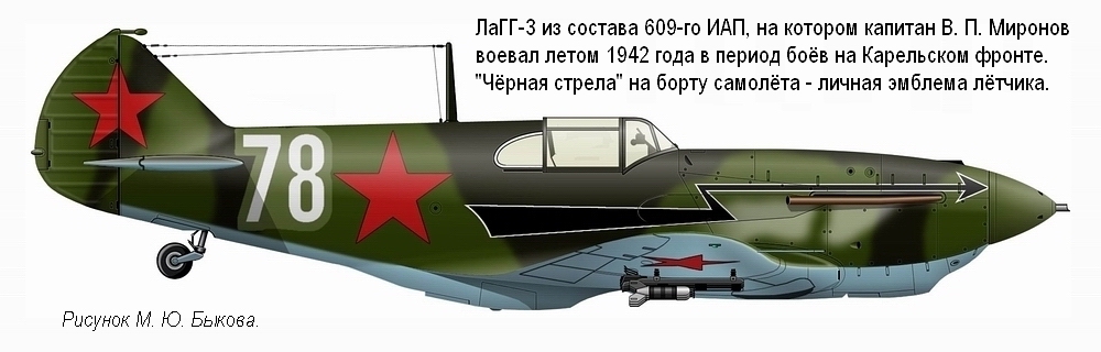 ЛаГГ-3 капитана В. П. Миронова. 609-й ИАП, 1942 г.