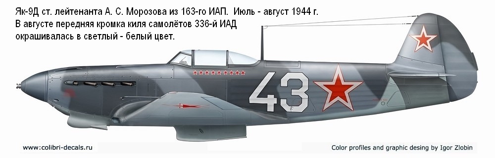Як-9Д ст. лейтенанта А. С. Морозова из 163-го ИАП, лето 1944 г.