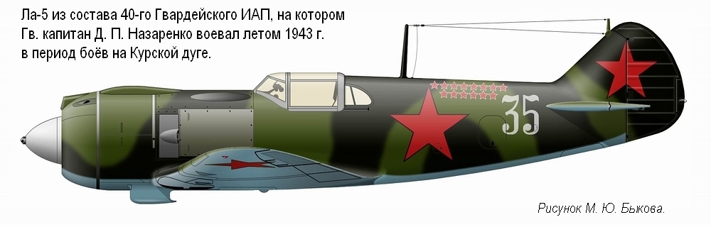 Ла-5 капитана Д. П. Назаренко. 40-й ГИАП, лето 1943 г.