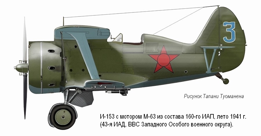 И-153 из состава 160-го ИАП, лето 1941 г.