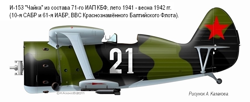 И-153 из состава 71-го ИАП КБФ, лето 1941 - весна 1943 гг.