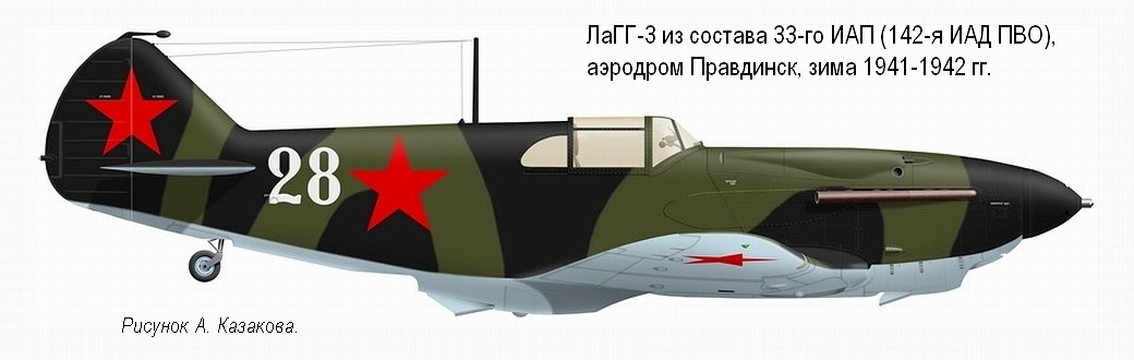 ЛаГГ-3 из состава 33-го ИАП, зима 1941-1942 гг.