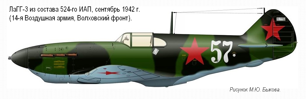 ЛаГГ-3 состава 524-го ИАП, сентябрь 1942 г.