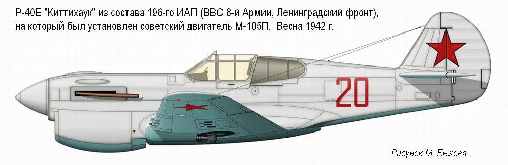 P-40E �� ������� 196-�� ��� (��� 8-� �����, ������������� �����), ����� 1942 �.