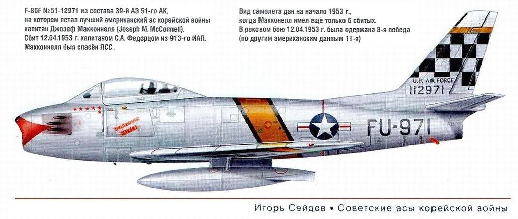 F-86F сбитый С.А.Федорцом 12.04.1953 г.