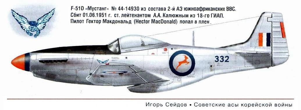 F-51D сбитый А.А.Калюжным 1.06.1951 г.