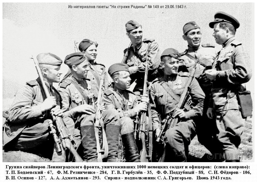 Группа снайперов Ленинградского фронта